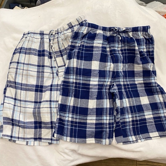 Bundle of 2 American Heaven Flannel Shorts Small Blue Plaid Pull On - Picture 1 of 5